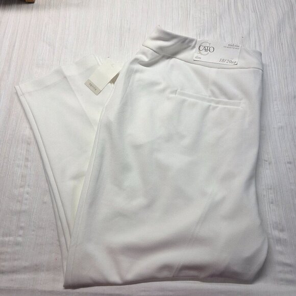 Cato Pants - Cato 18/20 Women's Petite  White Mid-Rise Slim Leg Casual Dress Pants